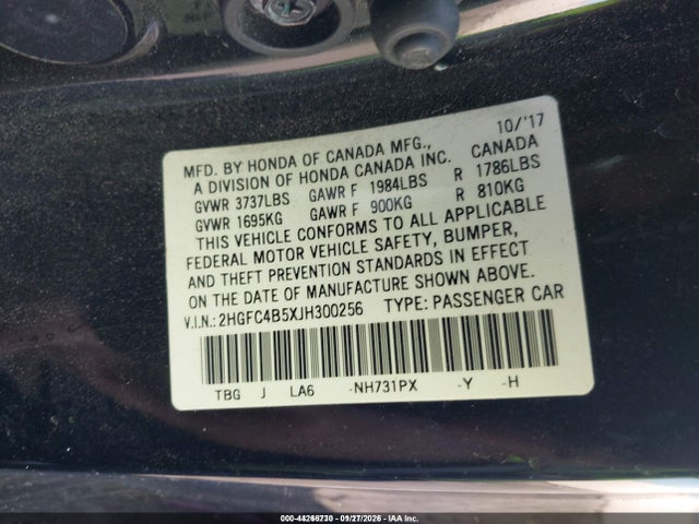 2HGFC4B5XJH300256 Honda Civic Lx