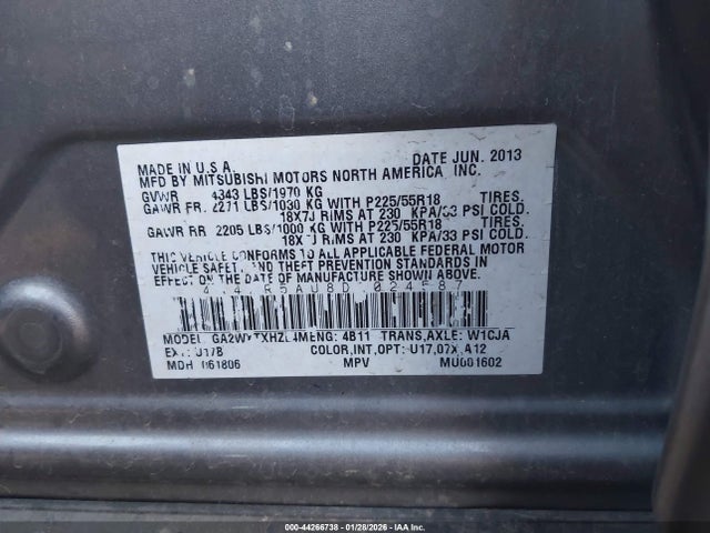 2013 MITSUBISHI OUTLANDER SPORT 4A4AR5AU8DE024587 Photo 8