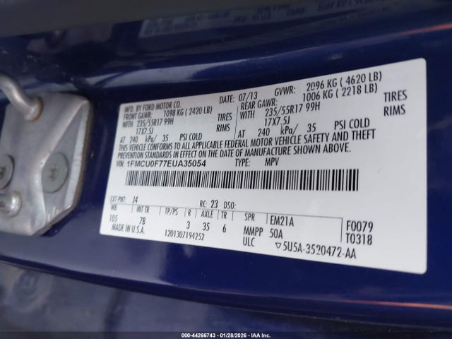 1FMCU0F77EUA35054 Ford ESCAPE S