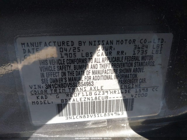 Nissan Versa 1.6 S 2025 3N1CN8DV5SL854963 Image 9