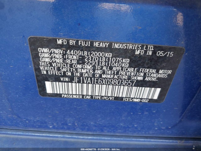 JF1VA1E6XG9803657 Subaru Wrx Premium