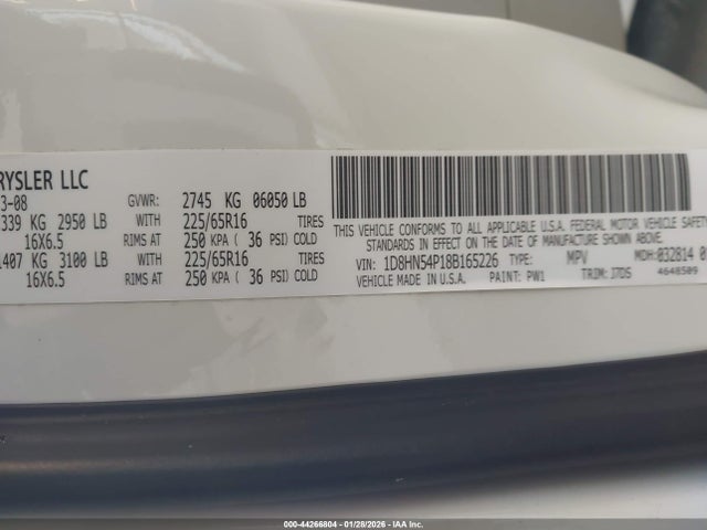 Aukcja sprzedaży 2008 Dodge Grand Caravan Sxt, vin: 1D8HN54P18B165226, numer aukcji: 44266804