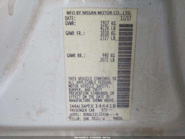 1N4AL3AP9JC144418 Nissan Altima 2.5 S