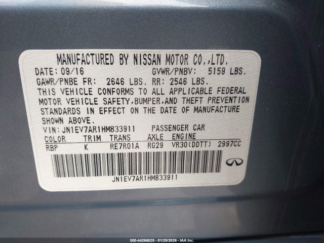 JN1EV7AR1HM833911 Infiniti Q50 3.0t Sport