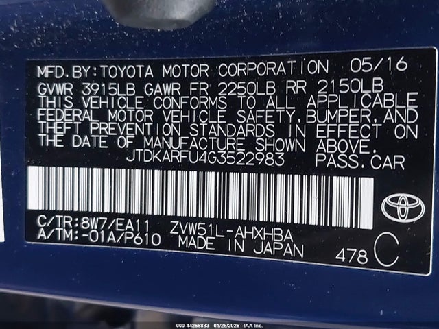 Toyota Prius Three Touring 2016 JTDKARFU4G3522983 Image 9
