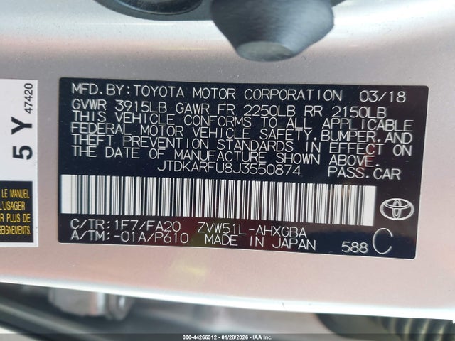 Toyota Prius Three 2018 JTDKARFU8J3550874 Image 9