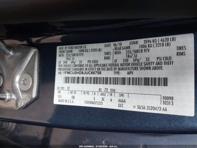 Ford ESCAPE SEL 2018 1FMCU0HD8JUC86758 Image 9