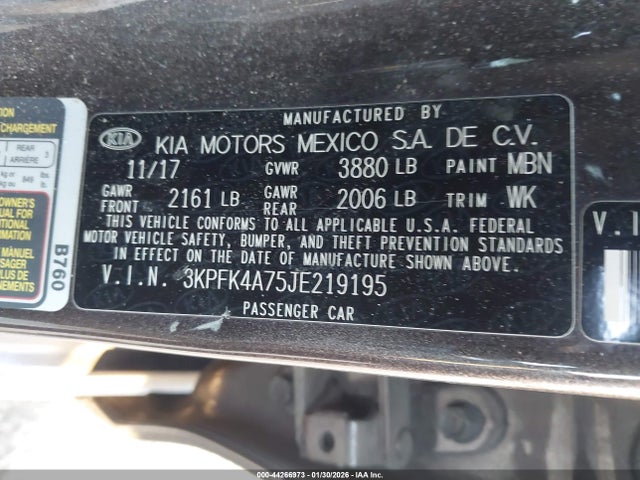 3KPFK4A75JE219195 KIA FORTE LX