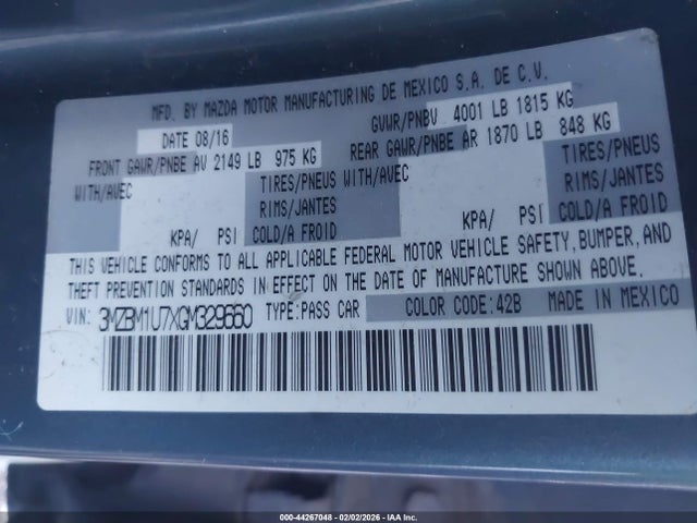 3MZBM1U7XGM329660 Mazda Mazda3 I Sport