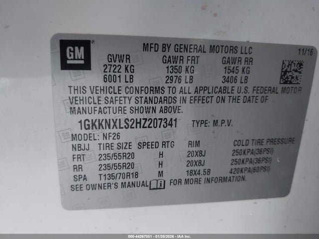 Aukcja sprzedaży 2017 Gmc Acadia Denali, vin: 1GKKNXLS2HZ207341, numer aukcji: 44267051