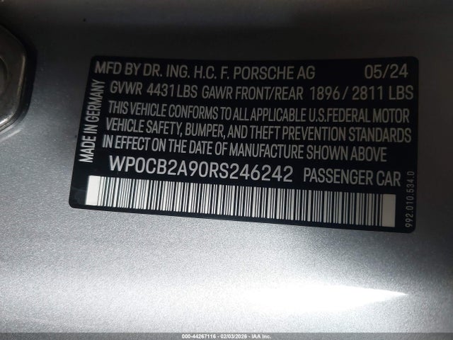 2024 PORSCHE 911 WP0CB2A90RS246242 Photo 8
