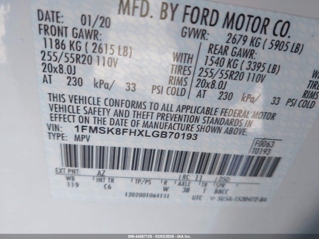 2020 FORD EXPLORER 1FMSK8FHXLGB70193 Photo 8