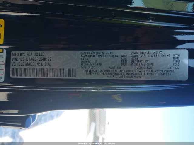 2023 JEEP GLADIATOR 1C6HJTAG6PL549179 Photo 8