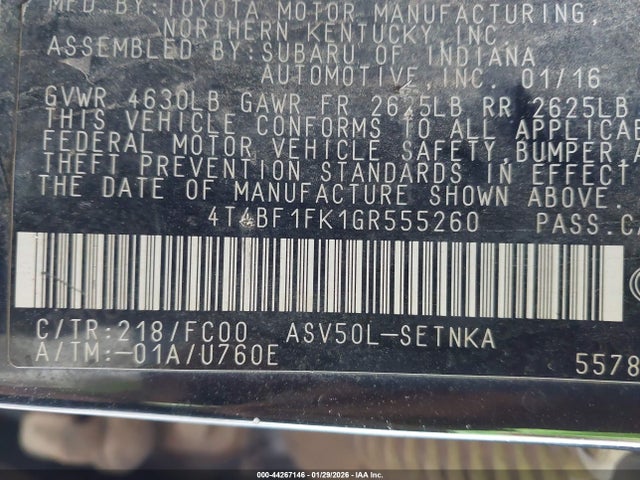 Toyota CAMRY LE 2016 4T4BF1FK1GR555260 Image 9
