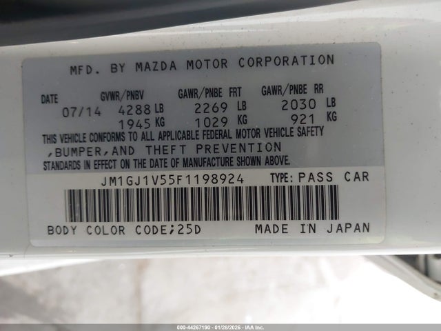 2015 MAZDA MAZDA6 JM1GJ1V55F1198924 Photo 8