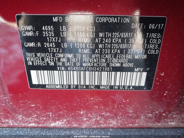 4S4BSAFC6H3421981 Subaru Outback 2.5i Premium