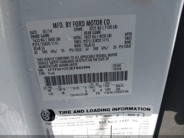 1FTFW1CF3EFB83994 Ford F-150 FX2