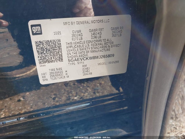 Aukcja sprzedaży 2021 Buick Enclave Awd Avenir, vin: 5GAEVCKW8MJ265809, numer aukcji: 44267252