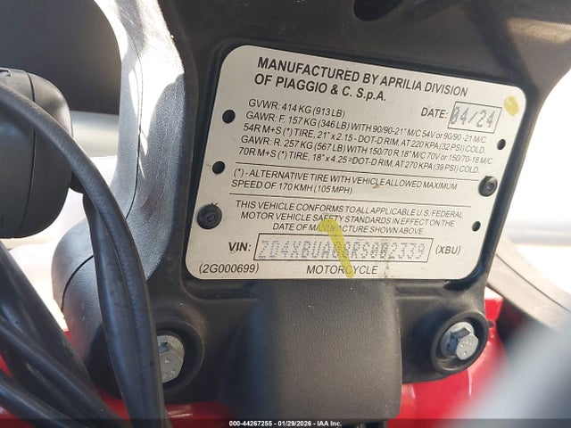 ZD4XBUA08RS002339 Aprilia Tuareg 660