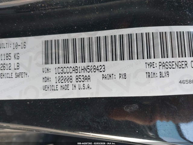 Продаж на аукціоні авто 2017 Chrysler 200 Limited Platinum, vin: 1C3CCCAB1HN508423, номер лоту: 44267262