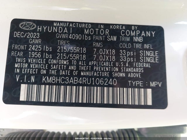 2024 HYUNDAI KONA KM8HC3AB4RU106240 Photo 8