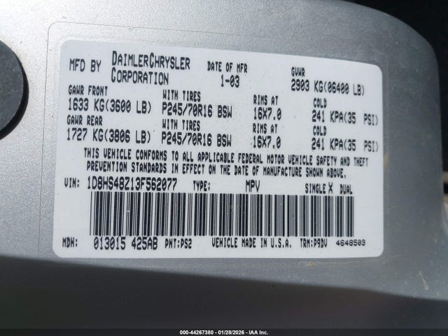 2003 DODGE DURANGO 1D8HS48Z13F562077 Photo 8