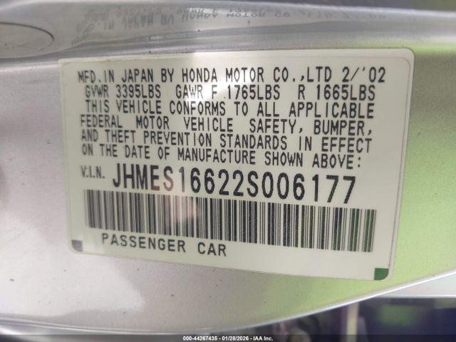 2002 HONDA CIVIC JHMES16622S006177 Photo 8