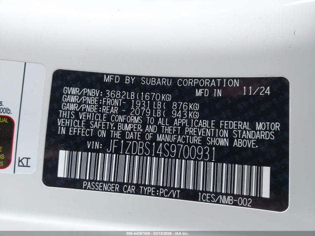 Subaru Brz Ts 2025 JF1ZDBS14S9700931 Image 9