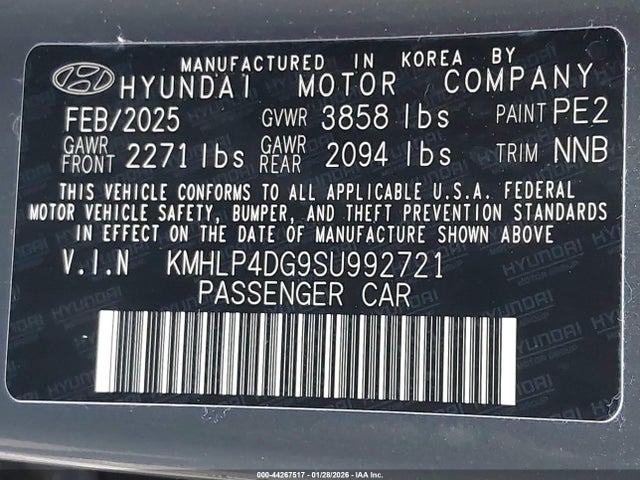 KMHLP4DG9SU992721 Hyundai Elantra Limited