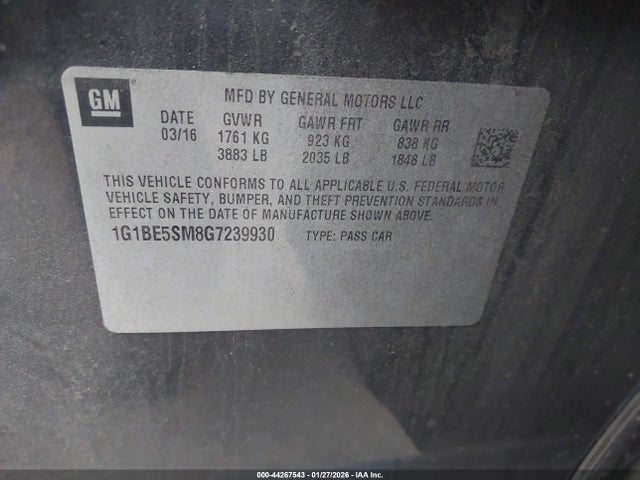 1G1BE5SM8G7239930 Chevrolet Cruze Lt Auto