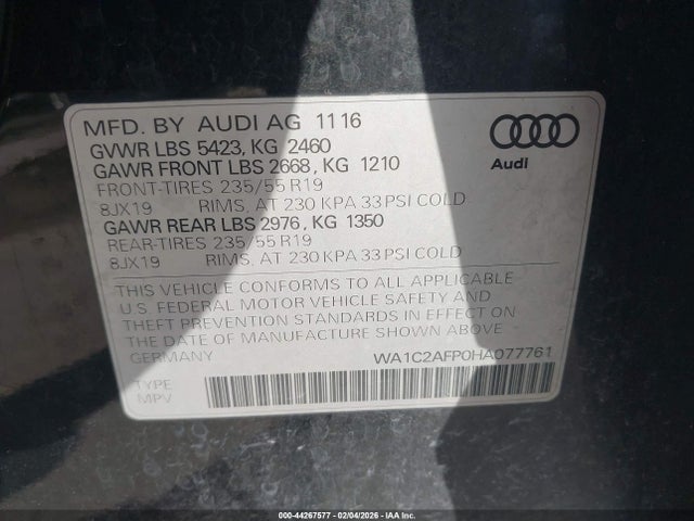 2017 AUDI Q5 WA1C2AFP0HA077761 Photo 8