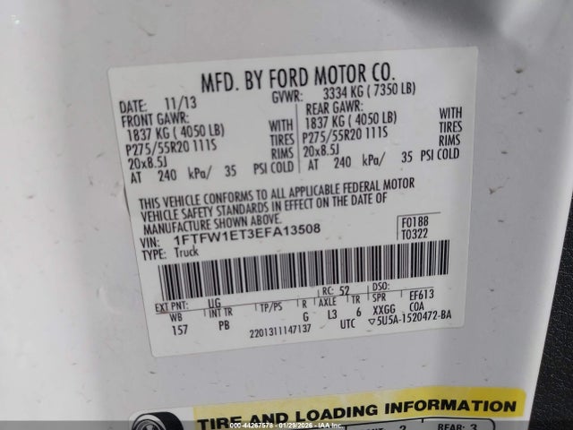 1FTFW1ET3EFA13508 Ford F-150 Platinum