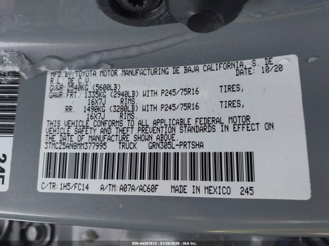 3TMCZ5AN8MM377995 Toyota Tacoma Sr5 V6