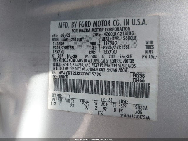 2002 MAZDA B3000 4F4YR12U32TM15790 Photo 8