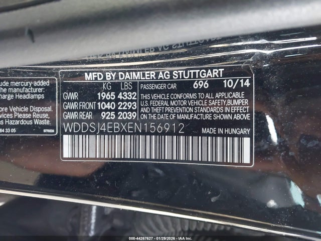 Aukcja sprzedaży 2014 Mercedes-benz Cla 250, vin: WDDSJ4EBXEN156912, numer aukcji: 44267627