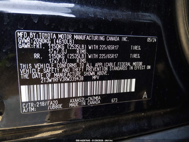 2T3W1RFV3RW339438 Toyota Rav4 Xle