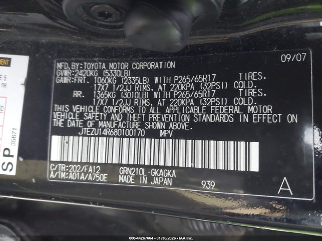 2008 TOYOTA 4RUNNER JTEZU14R680100170 Photo 8