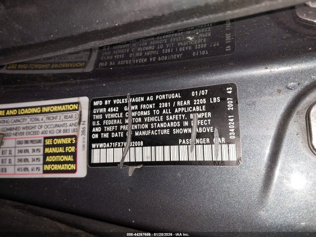 Aukcja sprzedaży 2007 Volkswagen Eos 2.0t, vin: WVWDA71FX7V032008, numer aukcji: 44267666