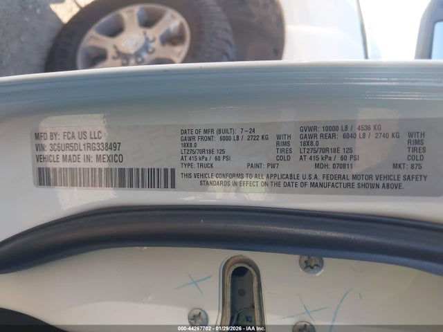 2024 Ram 2500 Big Horn  4x4 6'4 Box მანქანა იყიდება აუქციონზე, vin: 3C6UR5DL1RG338497, აუქციონის ნომერი: 44267702