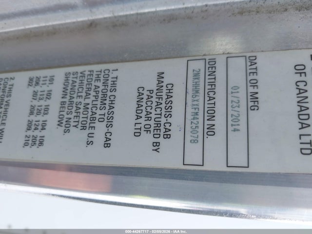 Aukcja sprzedaży 2015 Kenworth Construction T270, vin: 2NKHHM6XXFM425078, numer aukcji: 44267717