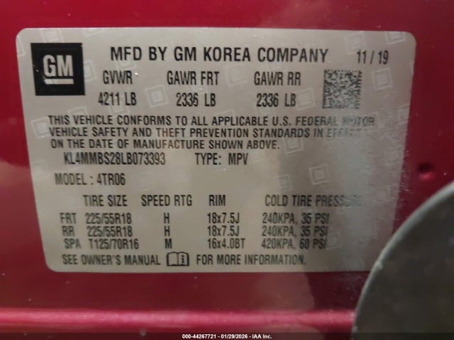 Aukcja sprzedaży 2020 Buick Encore Gx Fwd Preferred, vin: KL4MMBS28LB073393, numer aukcji: 44267721