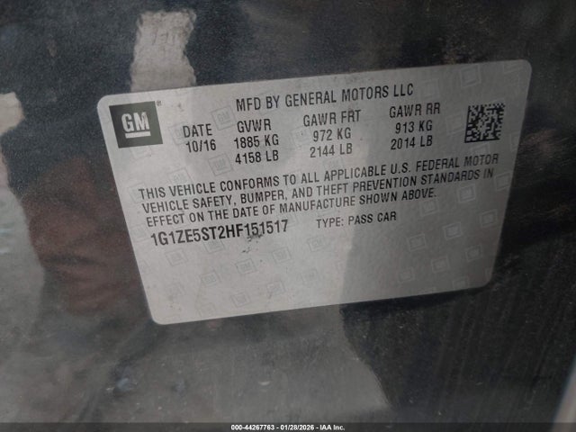 1G1ZE5ST2HF151517 Chevrolet MALIBU 1LT