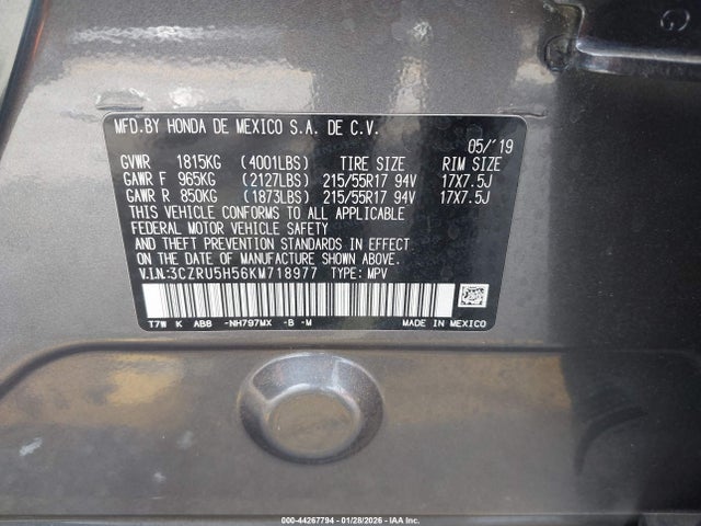 3CZRU5H56KM718977 Honda HR-V EX
