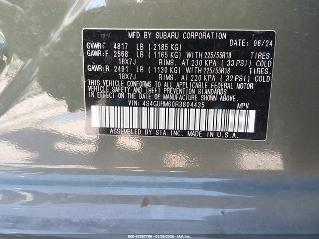 4S4GUHM60R3804435 Subaru Crosstrek Limited