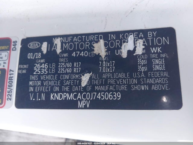 KNDPMCAC0J7450639 KIA Sportage Lx