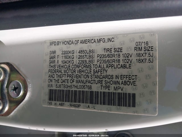 5J8TB3H57HL006768 Acura Rdx Technology Acurawatch Plus Packages/w/technology Package