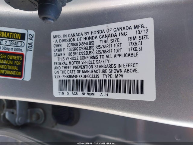 2013 HONDA CR-V 2HKRM4H7XDH603339 Photo 8