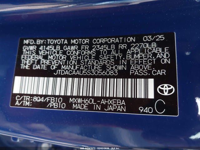 JTDACAAU5S3056083 Toyota Prius Le