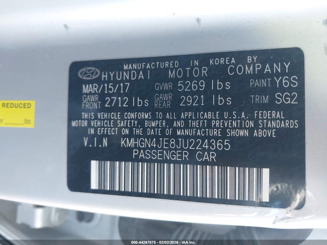 KMHGN4JE8JU224365 Genesis G80 3.8
