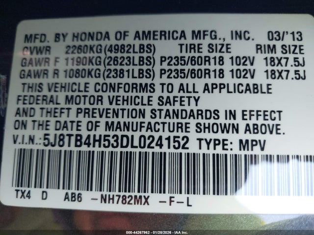 2013 ACURA RDX 5J8TB4H53DL024152 Photo 8